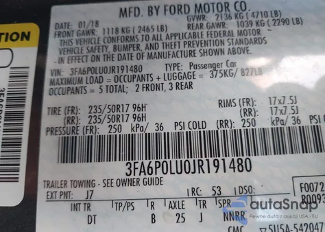 2018 Ford Fusion Hybrid Se from USA, damaged, VIN 3FA6P0LU0JR191480
